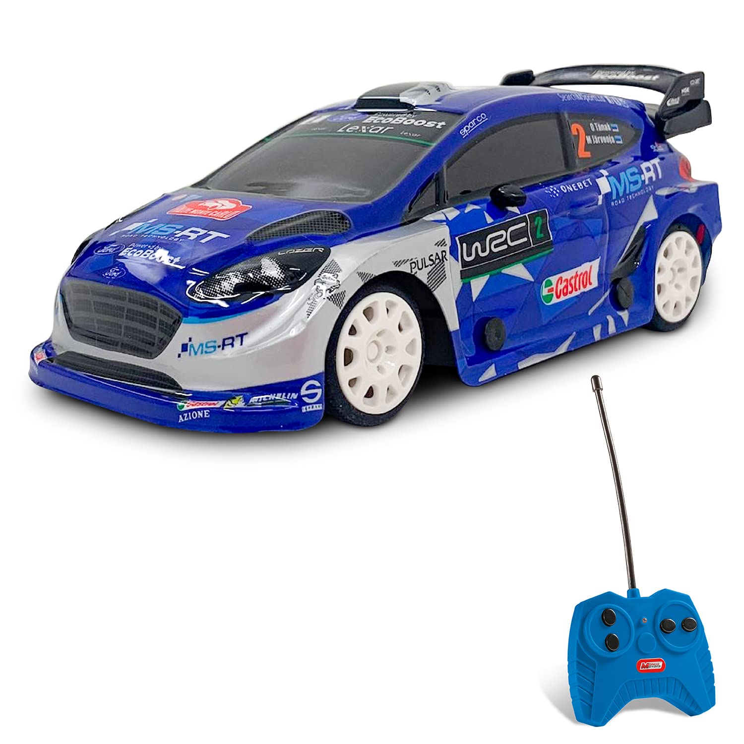 Mondo- Ford Fiesta WRC Remote-Controlled Vehicle, Blue/White/Black, 63543