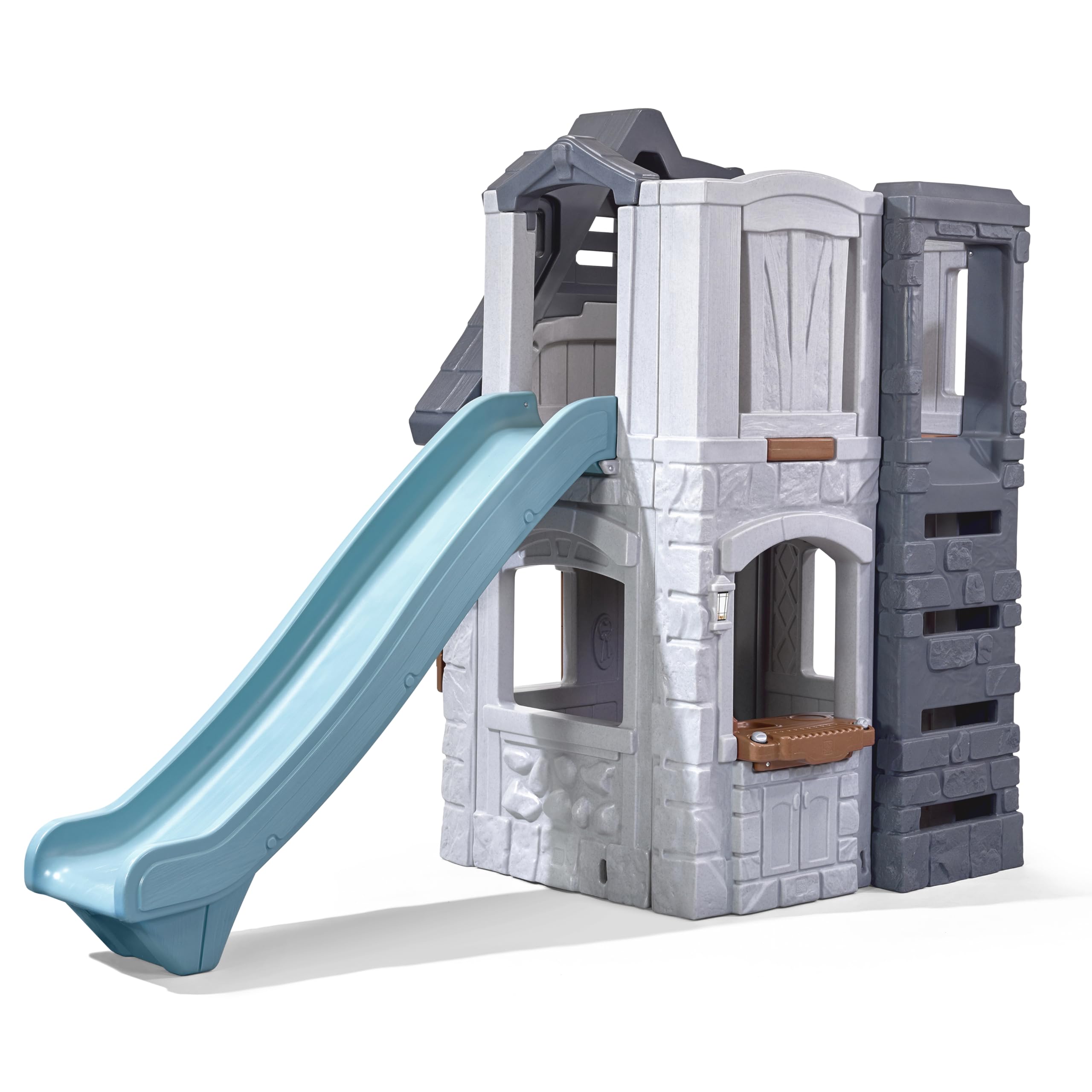 Step2 Enchanting Adventures 2-Story Kids Playhouse, Outdoor Playhouse with Kitchenette & Slide, Rock Climbing Wall, Made of Durable Plastice, For Toddlers 4-8 Years Old
