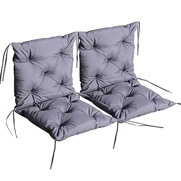 Outsunny 2er Set Auflage für Niederlehner Stuhlauflage Sitzpolster Garten Kissen Grau