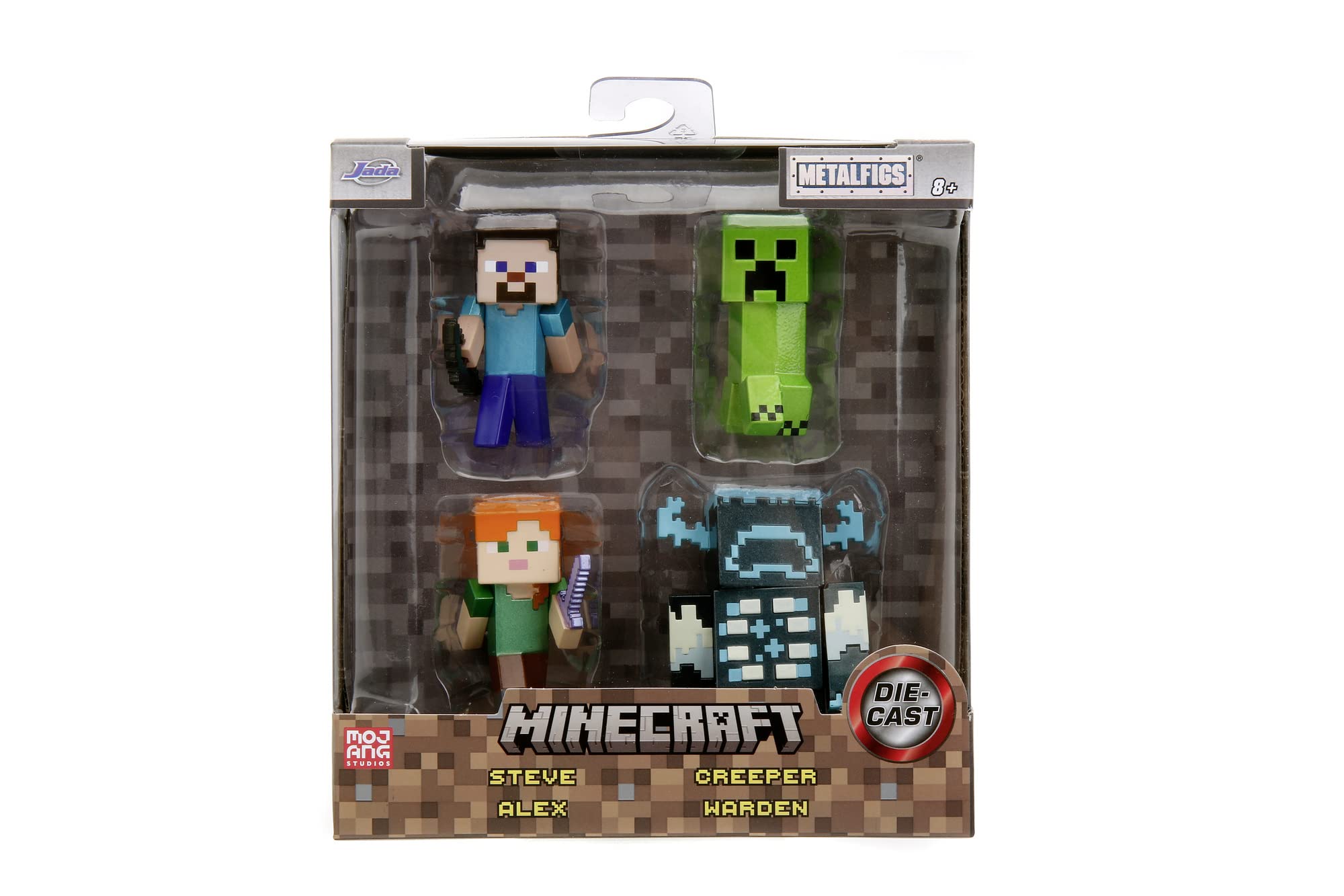 Jada Minecraft 2.5 Inch Die cast Figure 4pk including Steve, Alex, Creeper, Warden to collect or gift suitable for kids from 8 years and over, See all metal figures in the Store