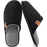 VeraCosy Men's Corduroy Scuff Slippers Soft Comfy Memory Foam Non-slip Indoor House Shoes