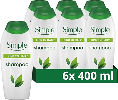 Simple Kind to Hair Gentle Cleansing Shampoo 6x 400ml Vitamin B5 Chamomile