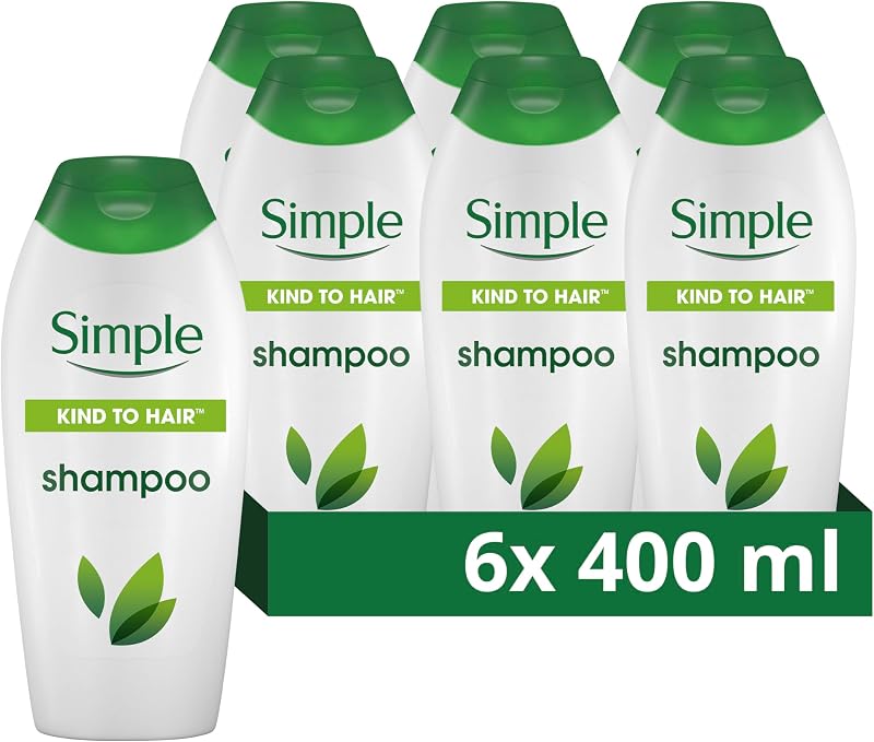 Simple Kind to Hair Gentle Cleansing Shampoo 6x 400ml Vitamin B5 Chamomile