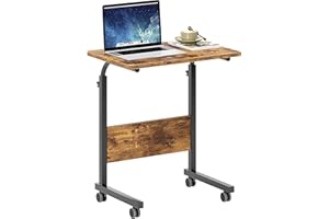 SogesHome Adjustable Mobile Bed Table Portable Laptop Computer Stand, 23.6 inches and 31.4 inches (Vintage, 23.6 inch)
