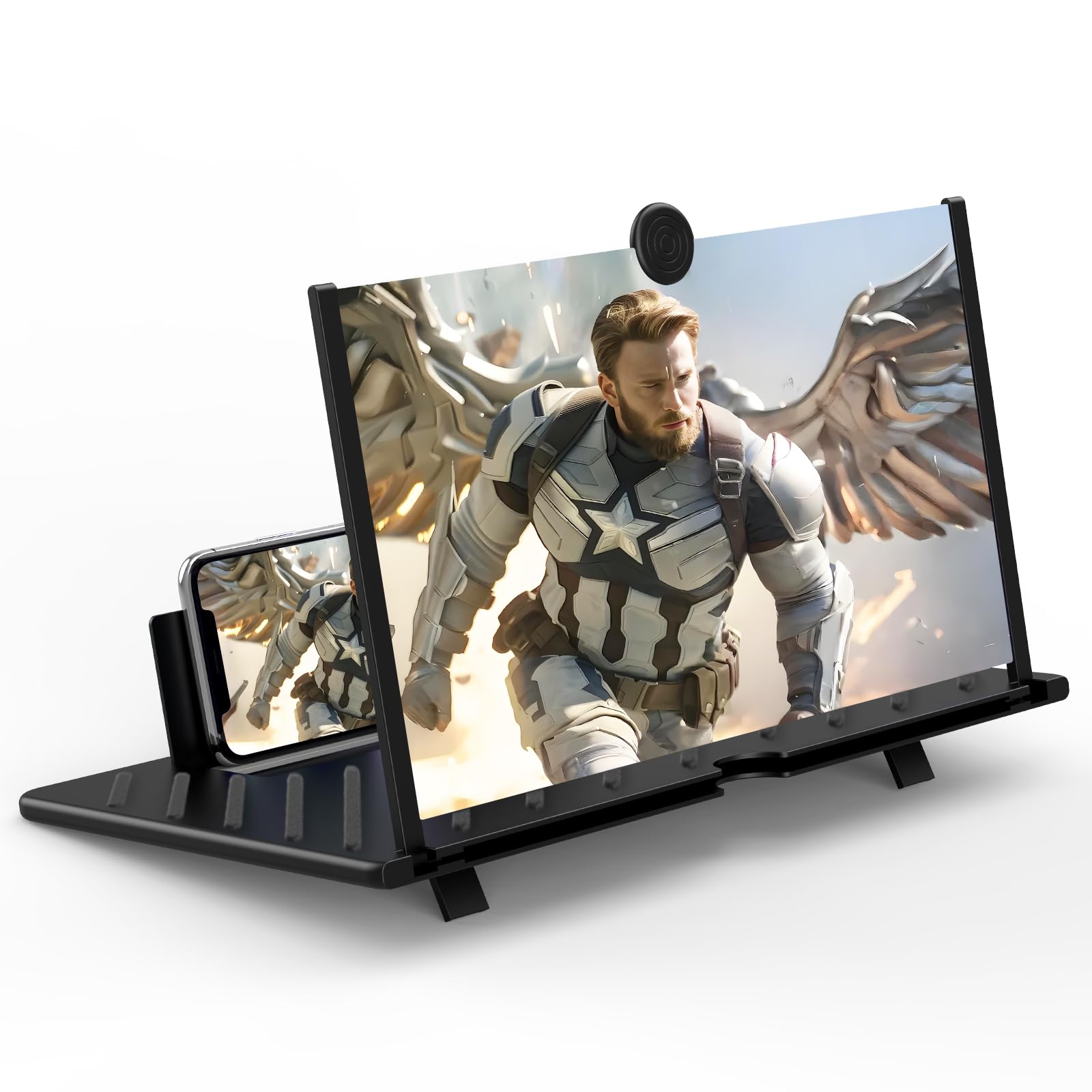 Photo 1 of 20 inch Screen Magnifier for Smartphone,3D HD Screen Expanders for Movies, Videos, and Gaming, Screen Magnifier with Adjustable Angle Design Amplifier Desktop Magnifying for Seniors Reading (Black)