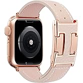 JSGJMY Leather Magnetic Band Compatible with Apple Watch Bands 38mm 40mm 41mm 42mm 44mm 45mm 46mm 49mm for Women Men，Top Grain Leather Designer Replacement Strap for iWatch Ultra SE Series11/10/9/8/7/6/5/4/3/2/1