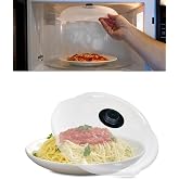 HOVER COVER Tall Magnetic Microwave Splatter Cover for Food, 12 Inch-Black | Highest Power Magnetic Grip, BPA-Free Food Lid, Upgraded Handle, Vented Plate Guard, Dishwasher Safe, Space-Saving Storage