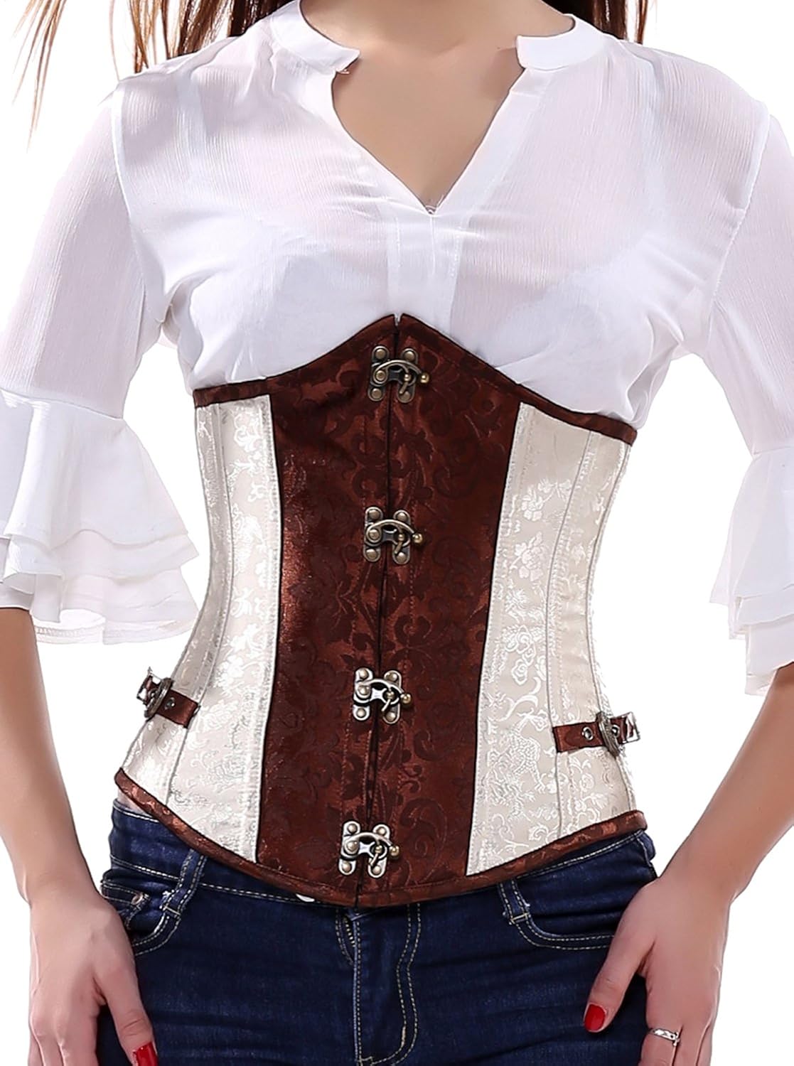 Ya Lida Full Steel Steampunk Lace up Boned Underbust Bustier Corset Top XX-Large at Amazon Women 