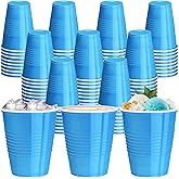 cssopenss 120 pcs 12 oz lake blue plastic cups Gender Reveal plastic Disposable cups blue Party Cups for drinking Tastings served Snacks Barbecues Picnics