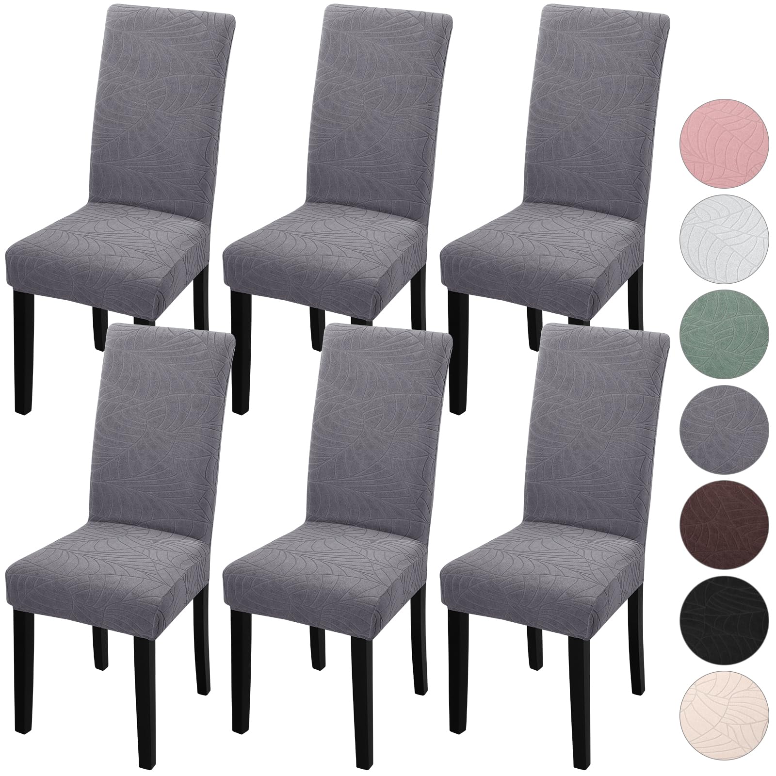 YISUN Dining Chair Covers Set of 6, Stretch Removable Washable Kitchen Chair Covers, Chair Slipcover for Hotel, Dining Room, Ceremony, Banquet Wedding Party