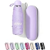 Seniny Mini Portable Travel Umbrella with Case - Compact Umbrellas for Rain & Sun UV Protection for Backpack Pocket, Lightwei