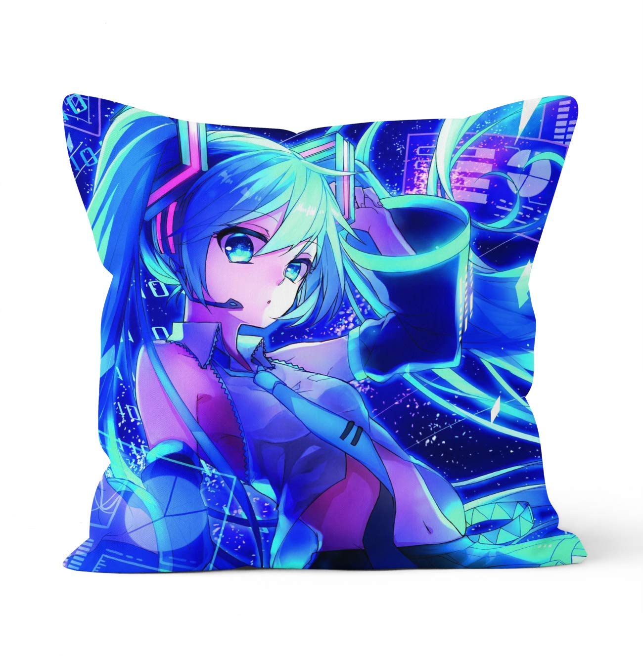 Tainsi Hidden zipper closure Double Sided Decorative Pillowcases hatsune miku Anime Pillowcase Gift,Apply to Car decoration Home Sofa Bedding,size 18x18 Inch (45 cm X 45 cm)