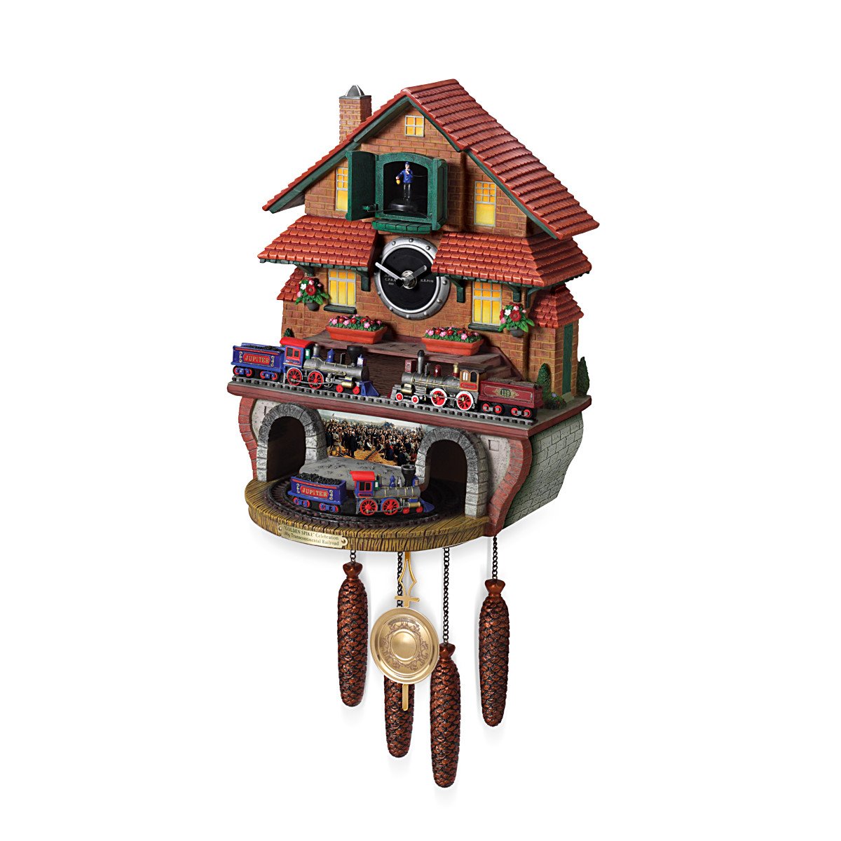 Train Cuckoo Clock Golden Spike by The Bradford Exchange