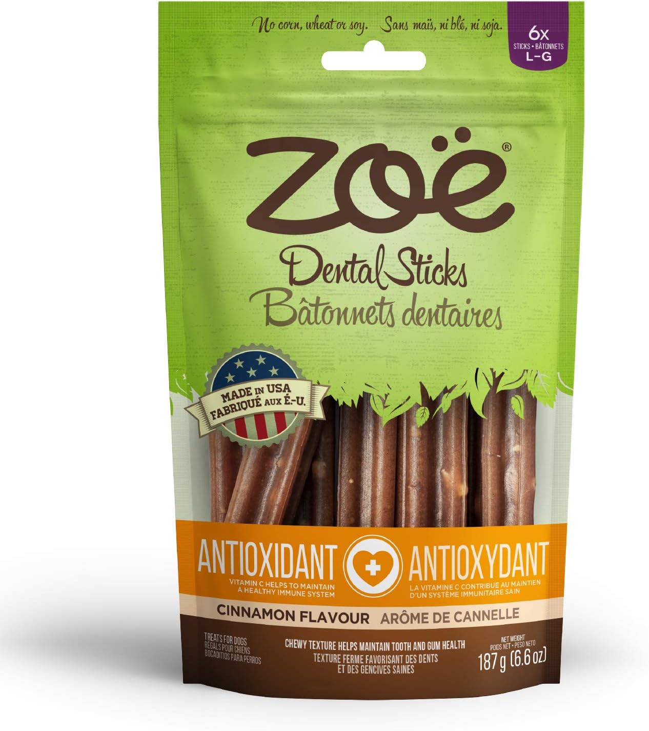 Zoë AntiOxidant 6.6Ounce Treat Sticks, Large Pet Rawhide Treat Sticks Pet