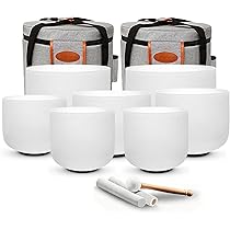 RYAN DVAN 432Hz 7-12 inch Crystal Singing Bowl Set of 7 with Free