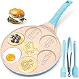 DAYOOH Dinosaur Egg Pan Omelette Pan 7-Cup Pancake Pan Breakfast Pancake Skillet for Eggs, Pancakes, Plett, Crepes Nonstick Pancake Maker