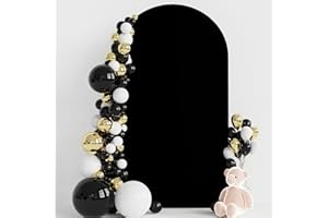 Wokceer 7.2FT Wedding Arch Cover Spandex Fitted Wedding Arch Stand Covers Round Top Chiara Arch Backdrop Cover for Birthday Party Ceremony Banquet Decoration Black