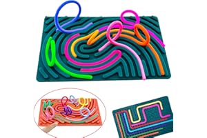 XESAKESI Sensory Activity Board,Silent Fidget Toys for Calming Duble Sided Design Kids Busy Board for Fine Motor Skill,Silicone Calm Down Fidget Toy for Travel Calming, Stress, Anxiety,ADHD & Autism