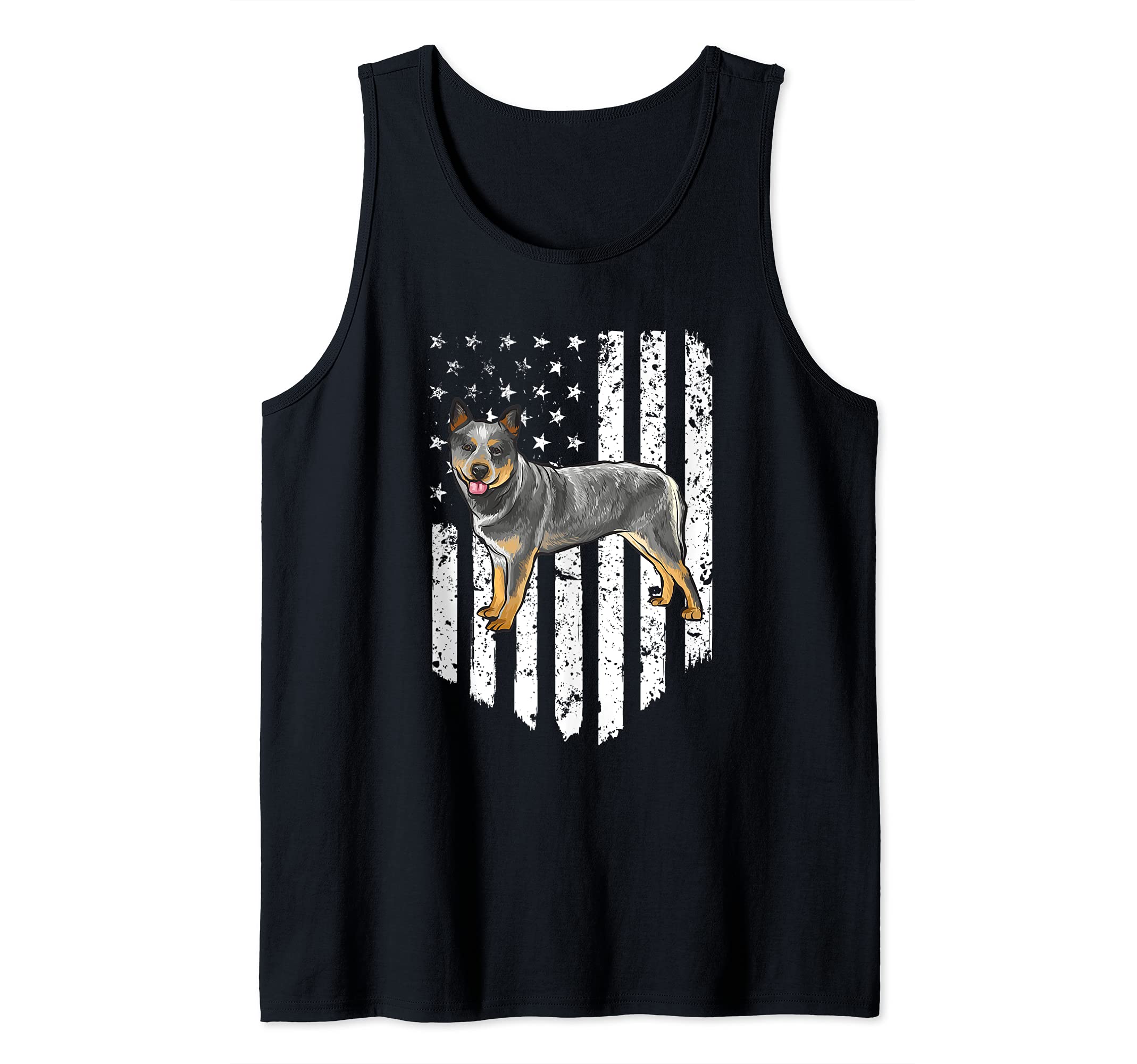 Black White American Flag Australian Cattle Dog 4th Of July Tank Top