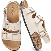 Cork Sandals With Back Strap Double Buckle Footbed Clogs Sandals Women and Men Comfortable Adjustable Ankle Strap Flat Sandal Dressy Open Toe Mules Casual Non Slip Summer Shoes sandalias de mujer