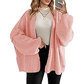 Saodimallsu Womens Oversized Cardigan Sweaters Open Front Chunky Knit Casual Long Lantern Sleeve Fall Sweater Coats