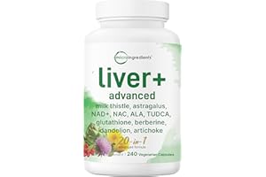 MICRO INGREDIENTS Liver Advanced, 240 Veggie Capsules | 20-in-1 Complex + Milk Thistle, Dandelion, NAD, NAC, ALA, TUDCA, Glutathione, Artichoke, Turmeric, & Astragalus | Non-GMO, Gluten Free