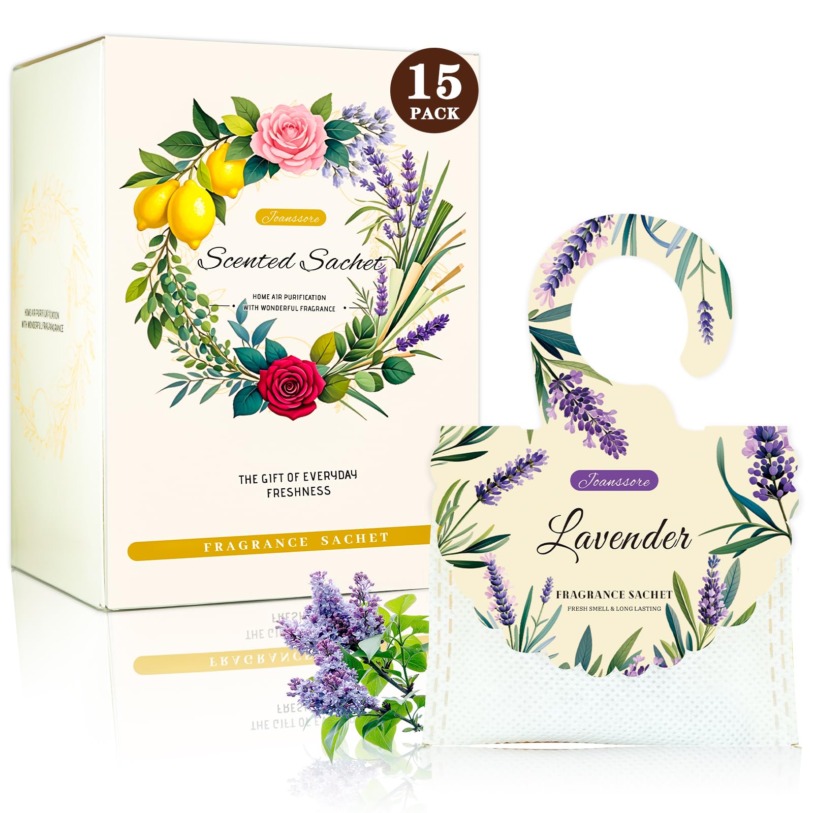 Photo 1 of 15 Packs Lavender Scented Sachets Bag for Drawers and Closets, Air Freshener for Home Fragrance Sachet, Long-Lasting Hanging Closet Deodorizer Smell Goods for House