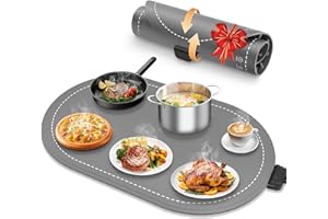 seenlast Warming Mat for Food with Adjustable Temperature Timer,10S Fast Heating Electric Food Warming Mat for Parties Buffet Daily,Food Heating Mat with Insulating Pad Raised Feet Protects Table