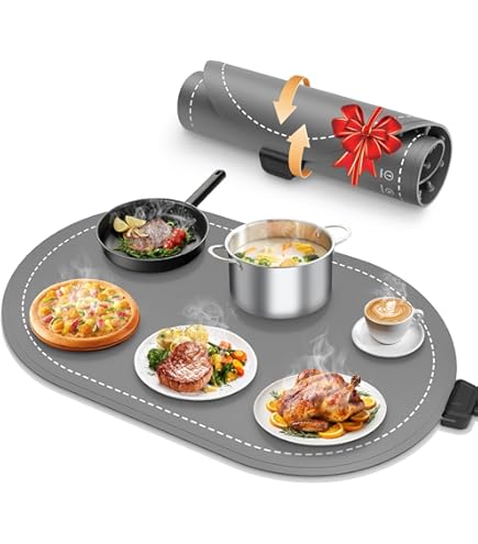 Fast Heating Warming Mat For Food With 3 Temperature And 4 Timer Settings,Waterproof Fexible Silicone Food Heating Mat With UV Coating Easy To Clean And Storage(Blue, 60x40CM