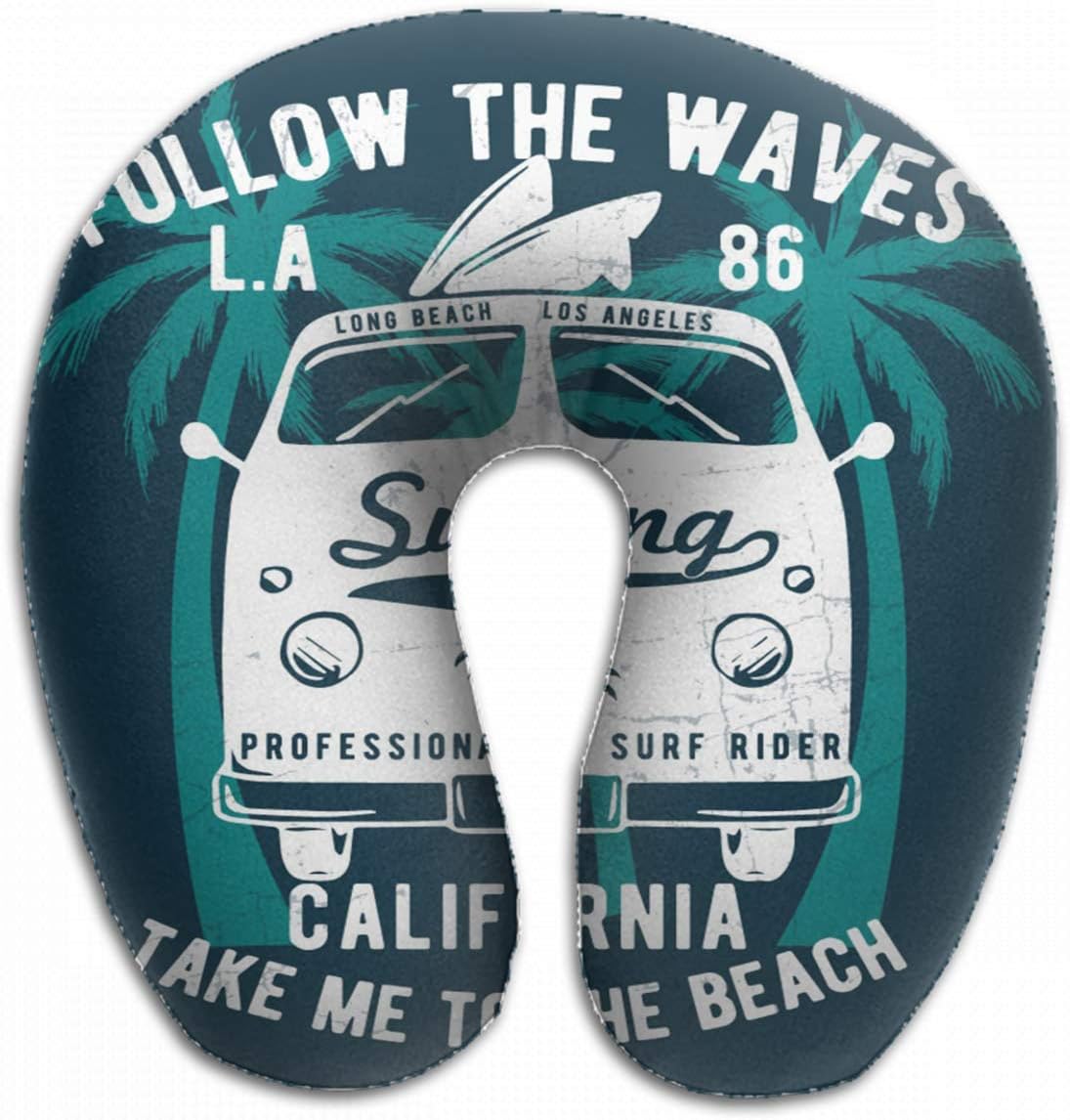 Emvency U-Shaped Travel Neck Support Pillow California Surf Beach Summer Malibu Airplane 12x11.5 Inch Soft U-Pillows with Rebound Material for Kids Adults