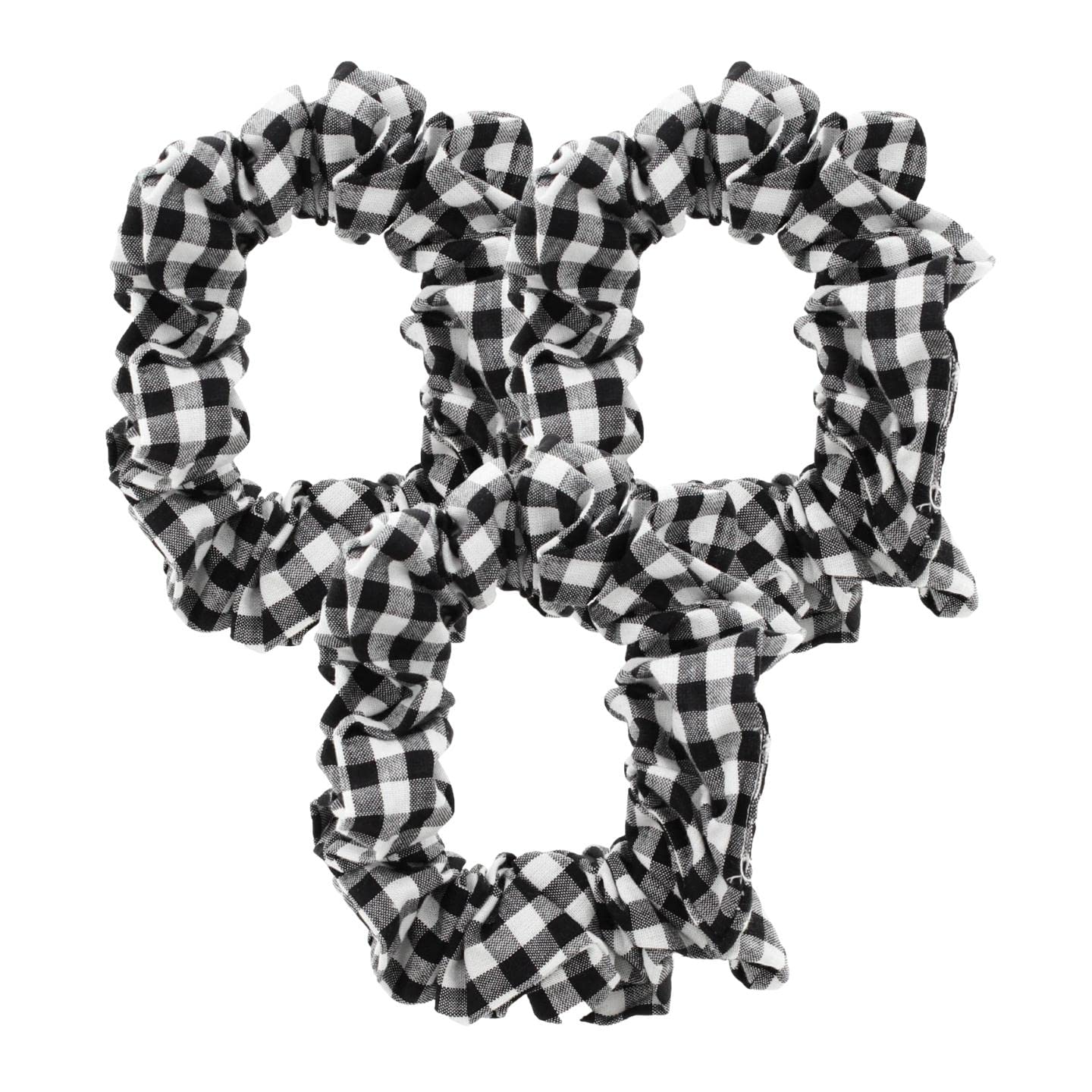 Topkids Accessories Gingham Hair Scrunchies Gingham School Scrunchie Set Girls Hair Bands School Uniform School Hair Accessories Scrunchie For Girls, Women, Ladies - Pack of 3 (Black)
