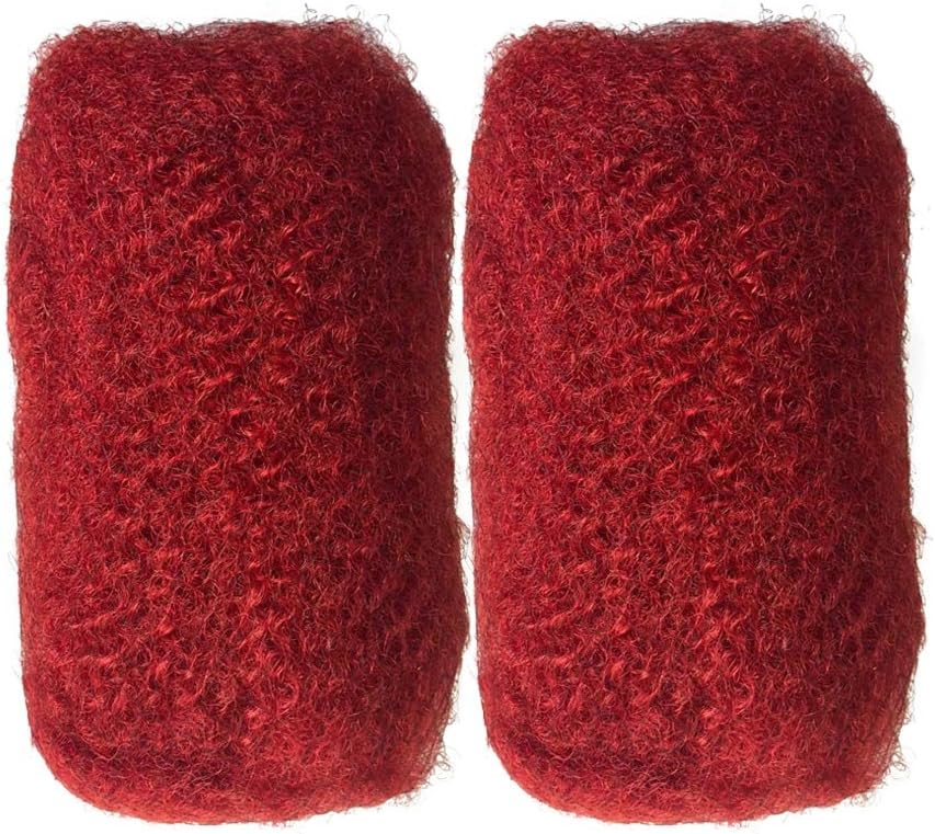 Tight Afro Kinky Human Hair bulk for dreadlocks or Twist Braids,2pieces per Bundles,1 oz each one (8”, Red)