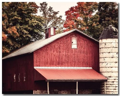 Amazon Com Rustic Dark Red Barn Landscape Photograph Not Framed