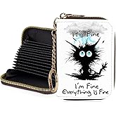 Luoycxy Credit Card Holder for Women,Small Rfid Wallet with Keychain Zipper,Cute PU Leather Card Case Wallet,Accordion Credit Card Wallets Gift,Cat Struck by Lightning