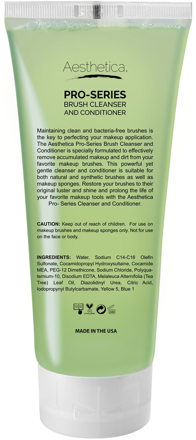 Aesthetica Makeup Brush Cleaner - Cruelty Free Make Up Brush Shampoo for any Brush, Sponge or Applicator - Made in USA - 6 oz.: Beauty