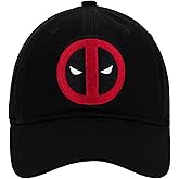 Marvel Deadpool Dad Hat, Stitched Face Logo Cotton Adjustable Baseball Cap with Curved Brim, Black, One Size