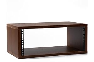 AcouZen Desktop Studio Rack – 2U/3U/4U Wooden 19-Inch Rack for Studio Gear, Natural or Walnut Engineered Wood, Tabletop Mount for Audio Equipment (Walnut Finish, 4U)