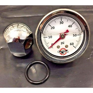 Chrome Rocker Box Shaft End Oil Pressure Gauge For Harley Ironhead & Shovelhead (1971-Up) - 0-60 PSI, Liquid Filled