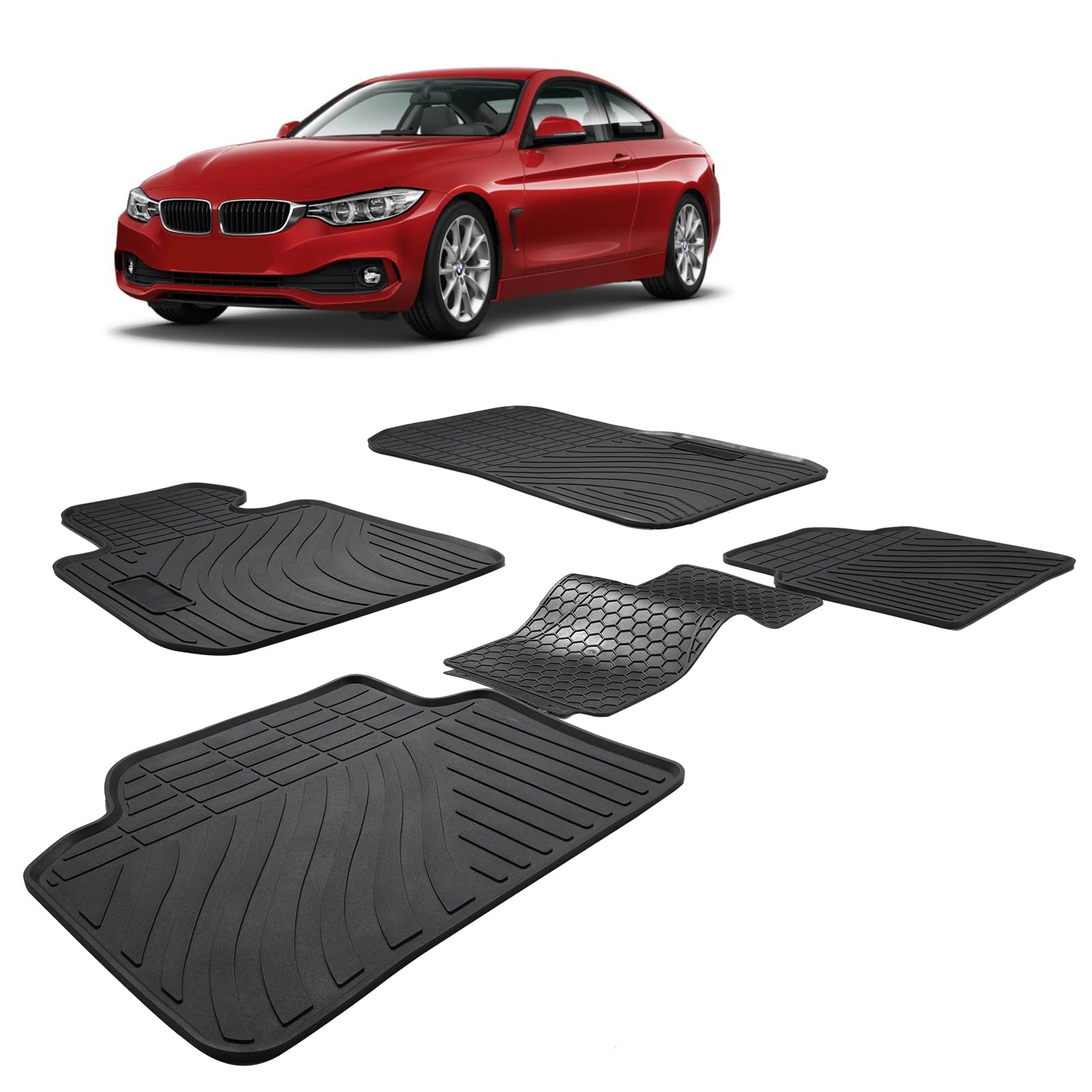 Photo 1 of Spurtar Car Floor Mat Fit for BMW 3/4 Series F30 F31 F32 F33 F36 320i 328i 335i 2012 2013 2014 2015 2016 2017 2018 2019, Rubber Car Floor Mats with 3D Edge All Weather Protector
