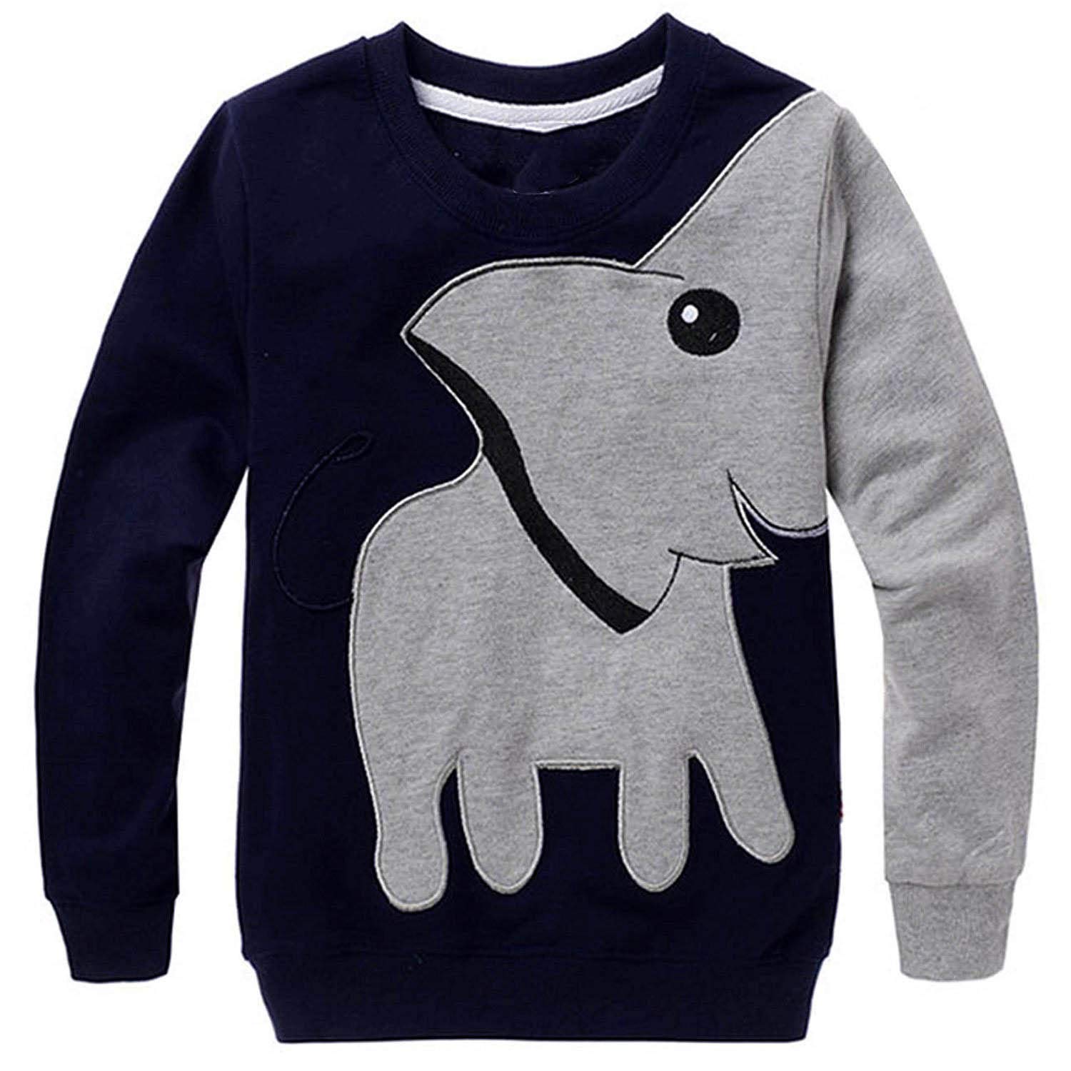 LitBud Little Boys Jumpers Kids Elephant Sweaters Sweatshirt Pullover Casual Shirt Tops