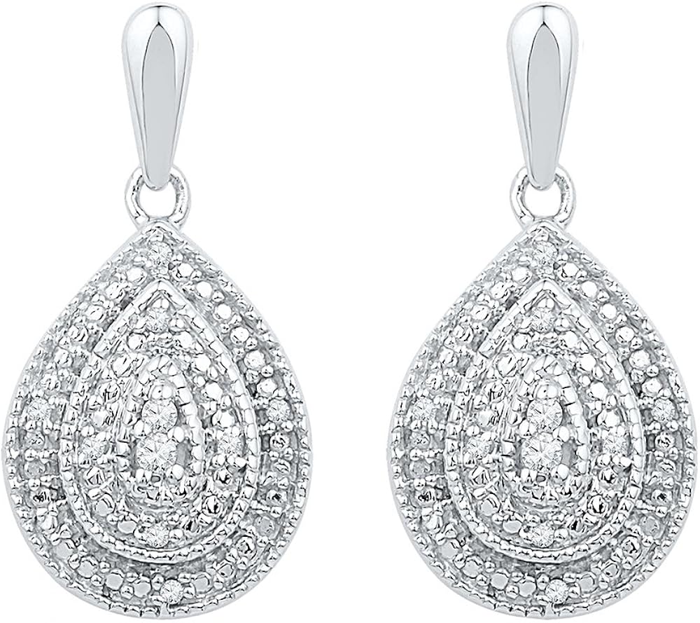 Diamond Teardrop Earrings 1/10 Carat (ctw) in Sterling