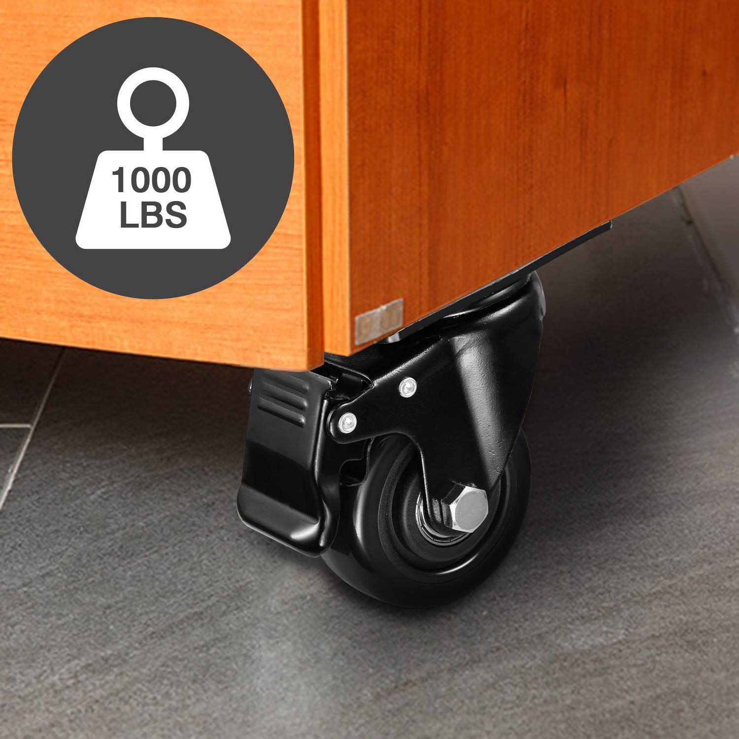 Orieta 3" Swivel Rubber Caster Wheels with Safety Dual Locking Heavy Duty 1000lbs Casters Set of 4, All with Brake(CB, 3"): Industrial & Scientific