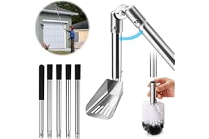 CAROD Gutter Cleaning Tools, 6.4FT Long Pole & Gutter Brush Included Gutter Cleaner, Gutter Scoop for Garden, Ditch, Villas, Townhouses Standard Gutters, Easy Remove Leaves Debris