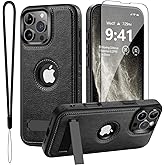 USLOGAN for iPhone 16 Pro Max Leather Case, Built-in Invisible Alloy Stand, Compatible with MagSafe Accessories,【Upgraded】 Strong Magnetic, Kickstand Phone Cover 2024 6.9 Inch (Black)