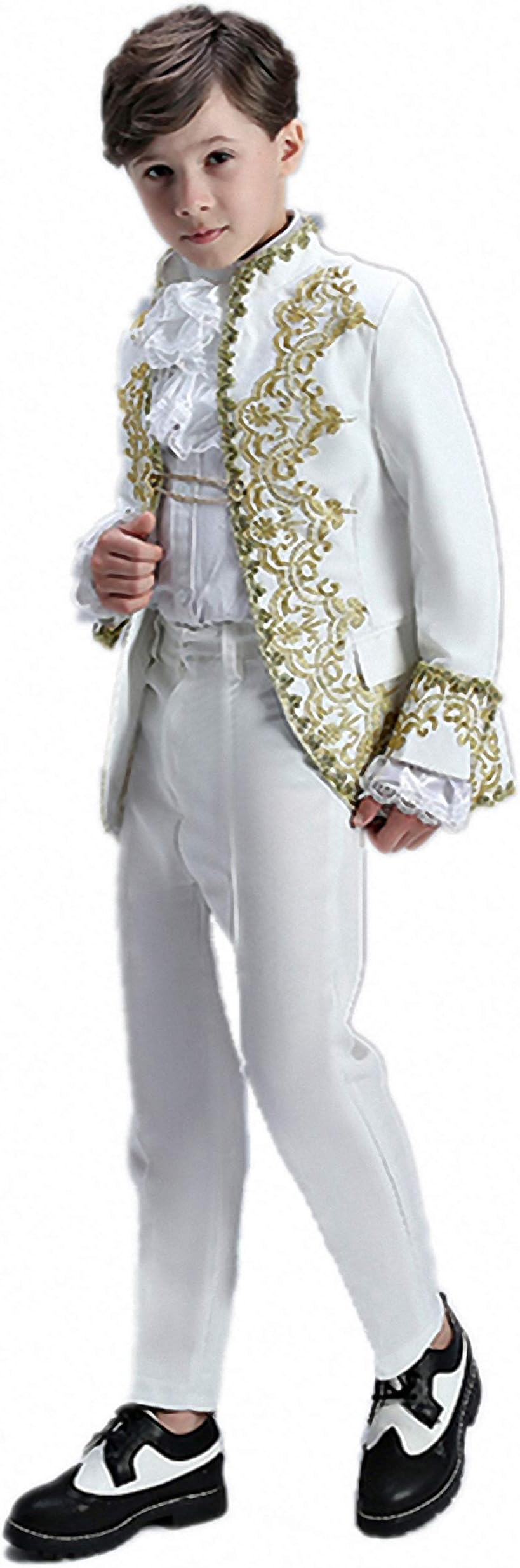 Anshirlisa 2019 New Boys Halloween Prince Cosplay Costume Nobility Flower Boys Wedding Tuxedo Suits 2 Pieces