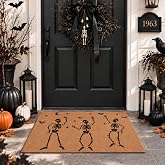 Hahafelt Halloween Door Mat Outdoor Dancing Skeleton Welcome Doormat | 17 x 29 Inch, Funny Imitation Coir Entryway Rugs, Spooky Halloween Decoration for Front Door Porch Floor Indoor Entrance