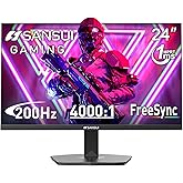 SANSUI 24 Inch Gaming Monitor 200Hz 1Ms FreeSync HDR 110% sRGB FHD 1080P | Computer Monitor HDMI DP Ports Eye Care Frameless VESA Mount Cable Management (ES-G24F4L HDMI Cable Included)