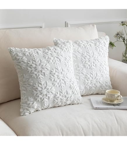 Guhoo Juego De 4 Fundas De Almohada Navideñas De 20 X 20 Pulgadas Con Diseño De Copos De Nieve De Invierno Let It Snow Baby It's Cold Outside Deer Velvet Para
