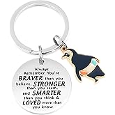AHAETH Penguin Keychain Gifts Uplifting Penguins Gift for Penguin Lovers You are Braver Stronger Smarter Than You Think Keychains Penguin Keychain
