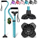 BeneCane Walking Cane Adjustable Cane with Offset Soft Cushioned Handle for Men &amp; Women Lightweight Comfortable Extra Stability Base Mobility Aid for Men Women and Seniors